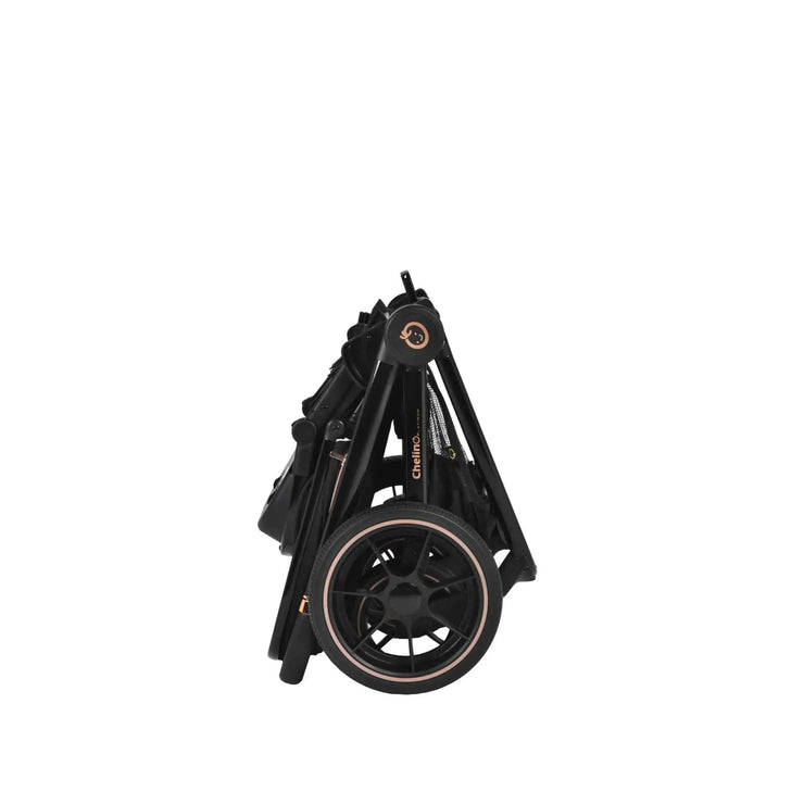 Bella Shiny Black & Gold Stroller