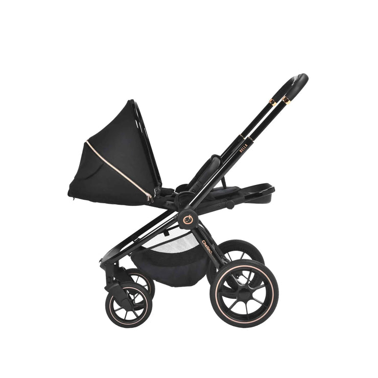 Bella Shiny Black & Gold Stroller