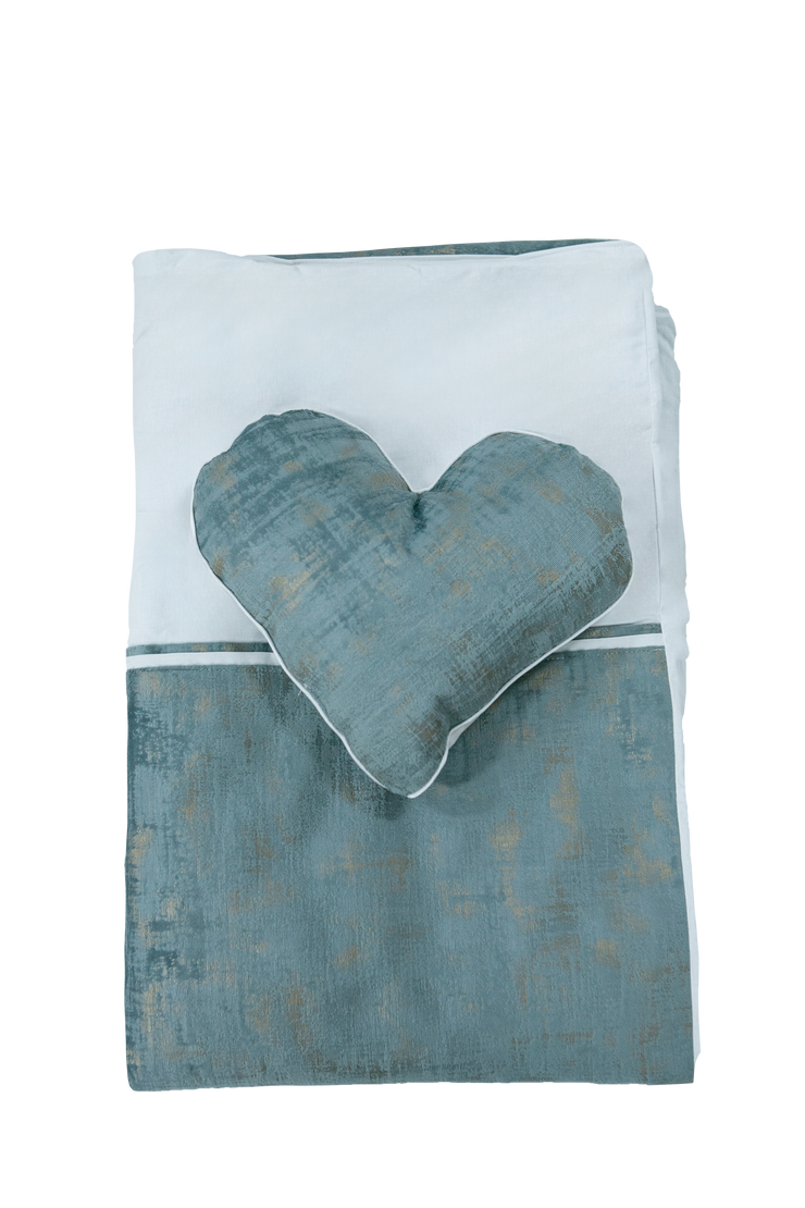 Blue and White Selina Cot 3 Piece Bedding