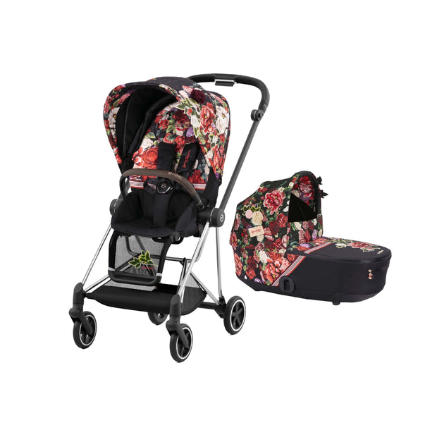 MIOS Spring Blossom Dark Seat Pack with Chrome Frame & Lux Carry Cot