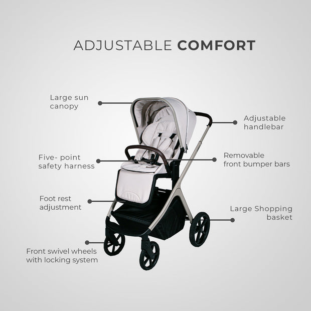 Lunar II Stroller & Carry Cot Travel System - Beige